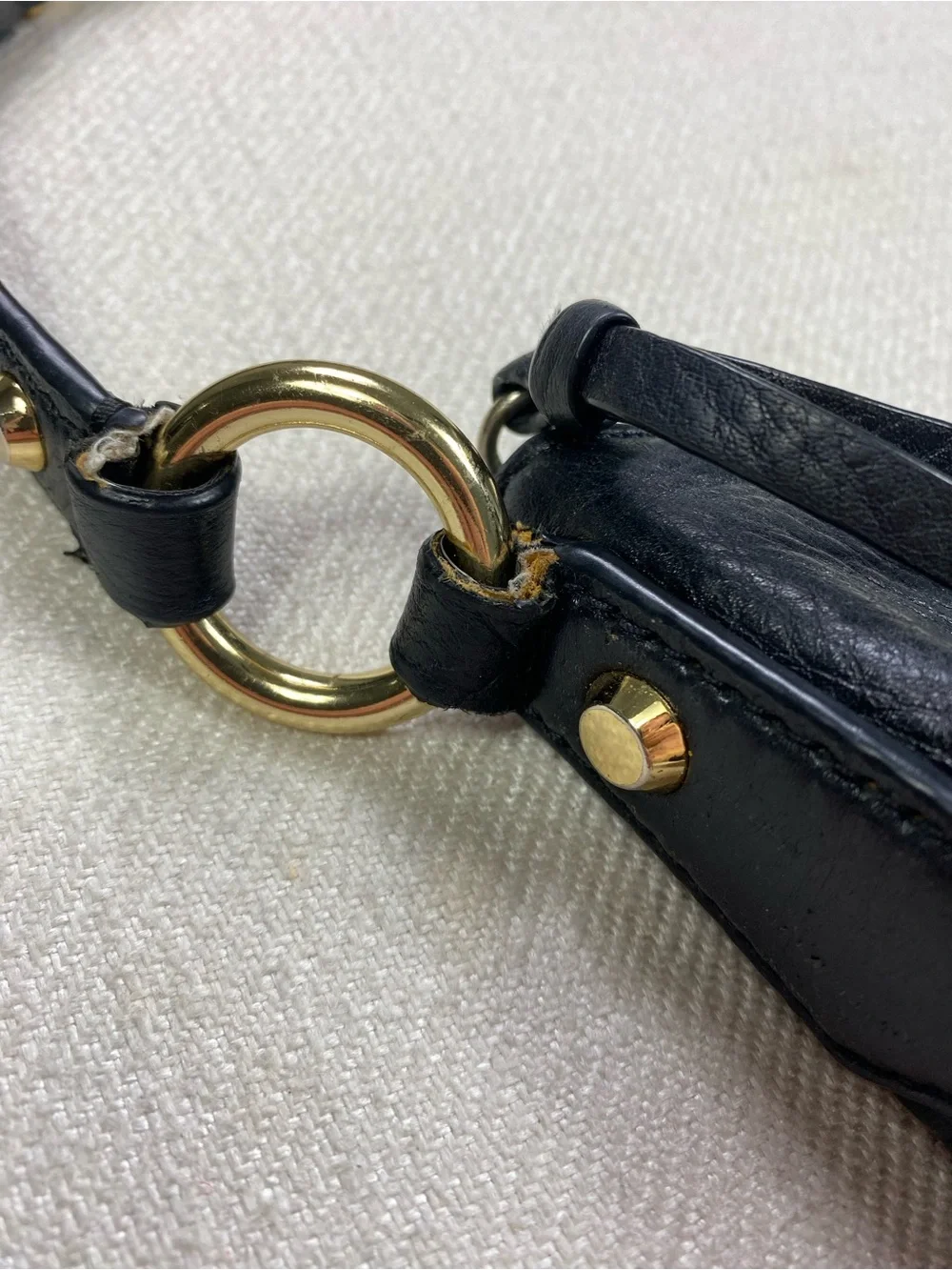 Michael Kors Black Grain Leather Hobo with Gold MK Charm